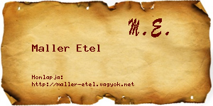 Maller Etel névjegykártya